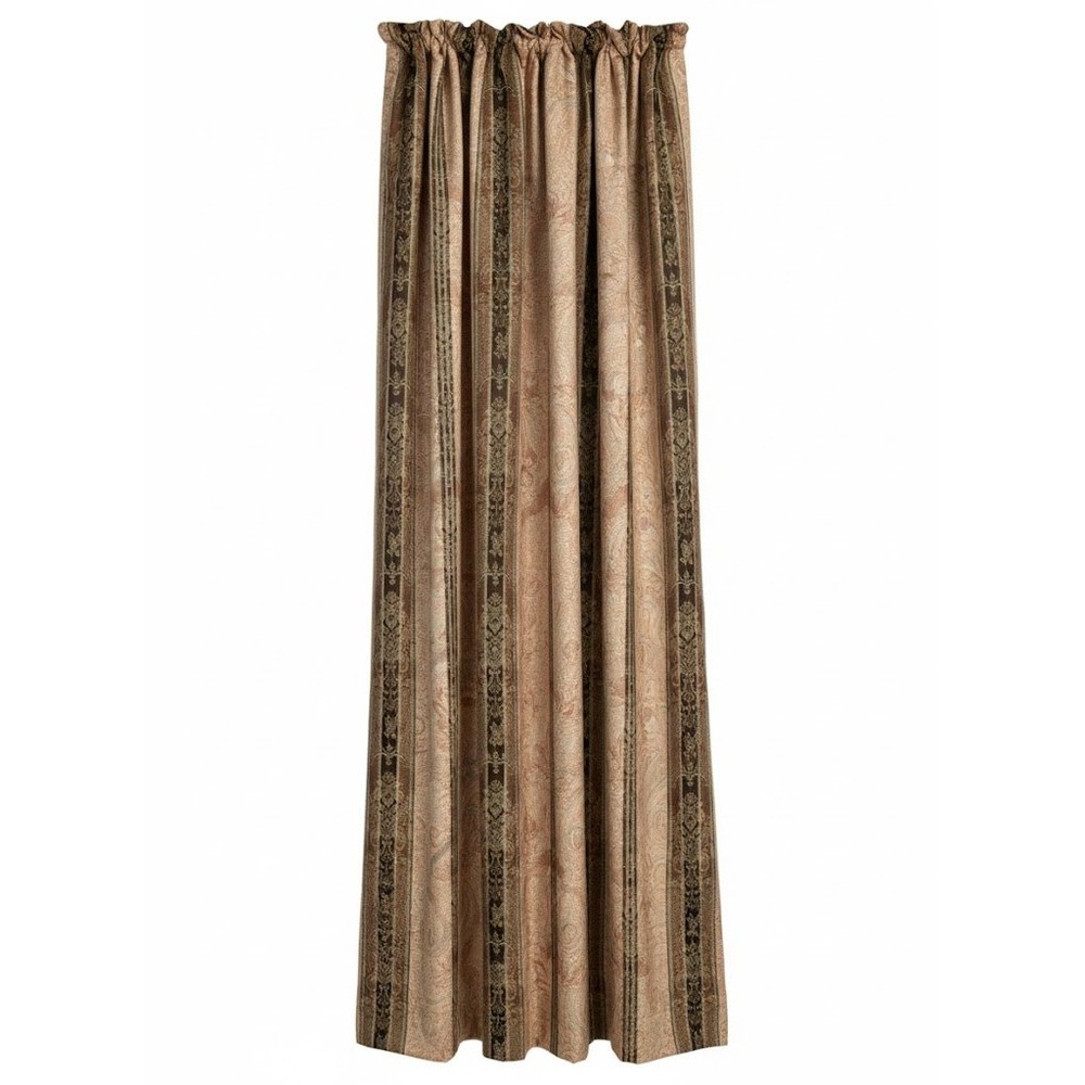 VTG Croscill‎ Dover Manor Striped Paisley 1 Panel Curtain Bronze Tan Lined